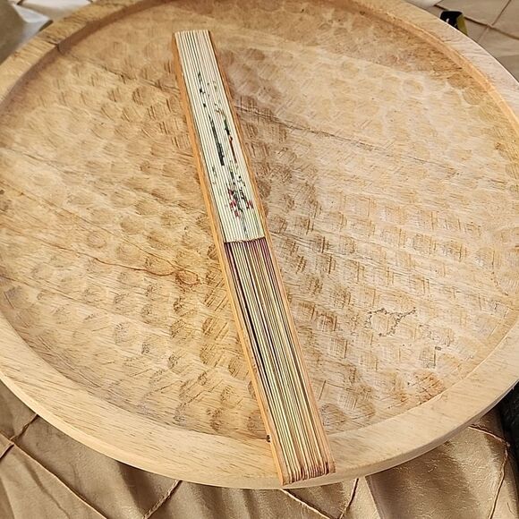 Vintage Paper Chinese and Wood Bird and Floral Fan Romantic Feminine Coquette - Picture 15 of 16